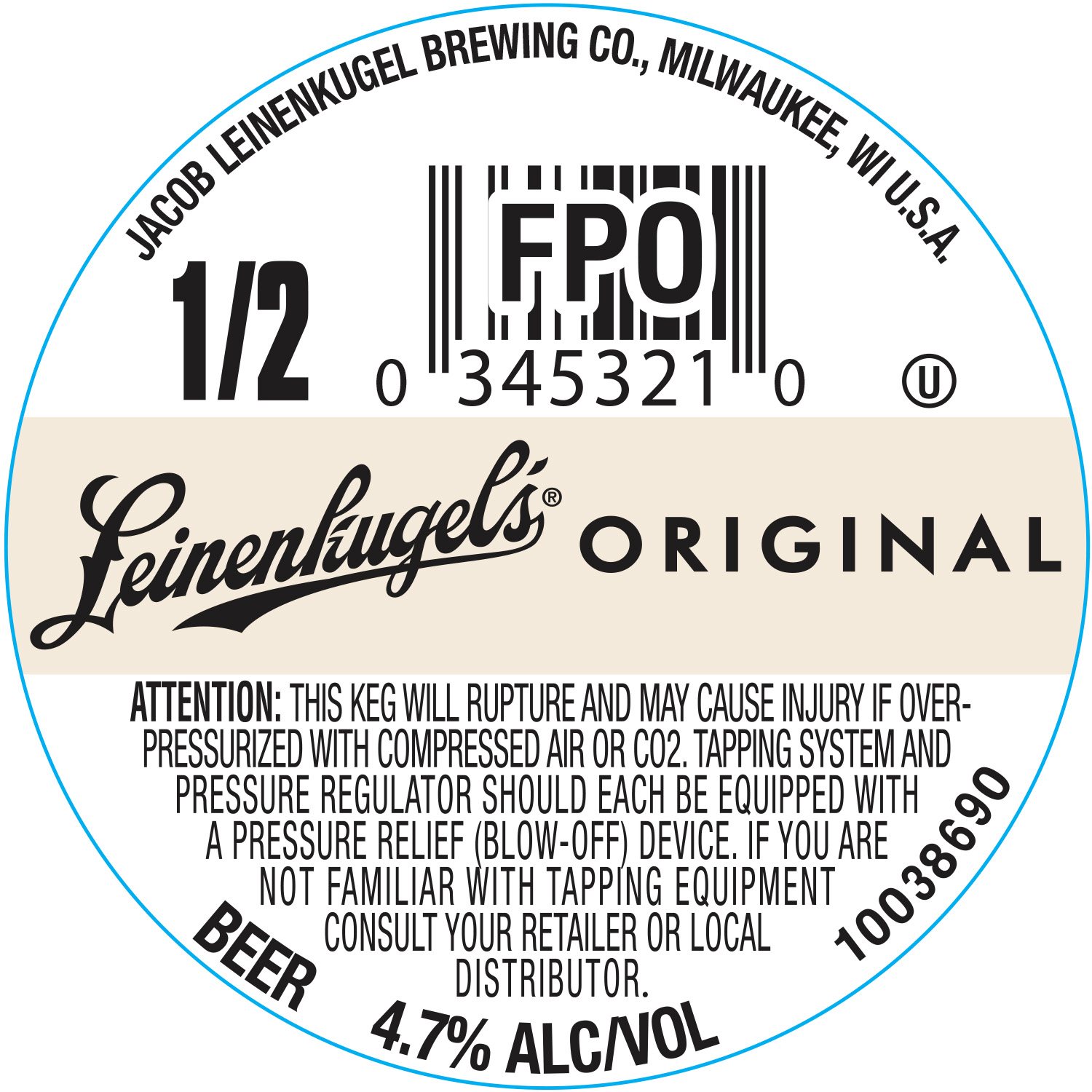 TABC label artwork for Leinenkugel's Original Keg
