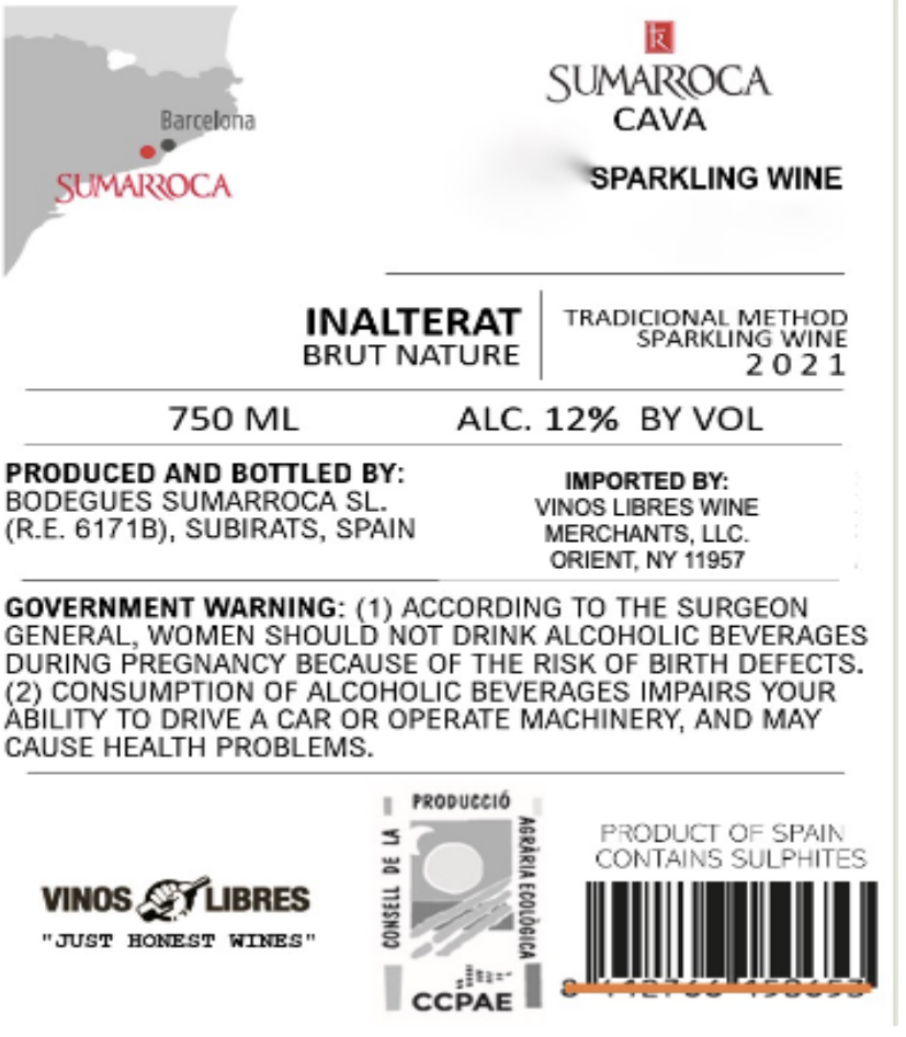 TABC label artwork for INALTERAT XAREL-LO SUMARROCA CAVA