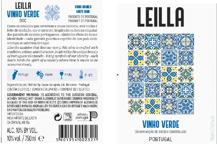 TABC label artwork for LEILLA VINHO VERDE