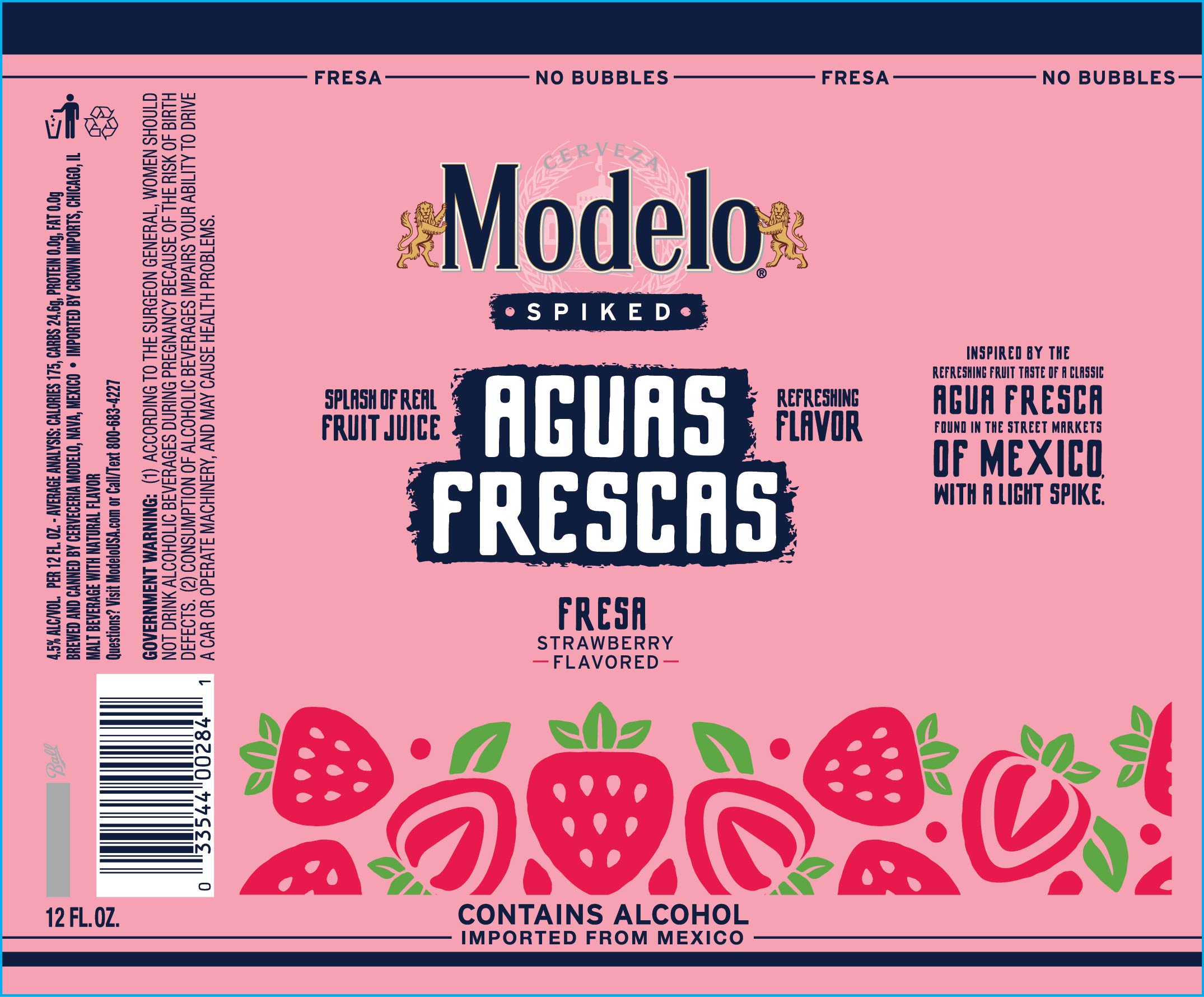TABC label artwork for Modelo Spiked Aguas Frescas Fresa