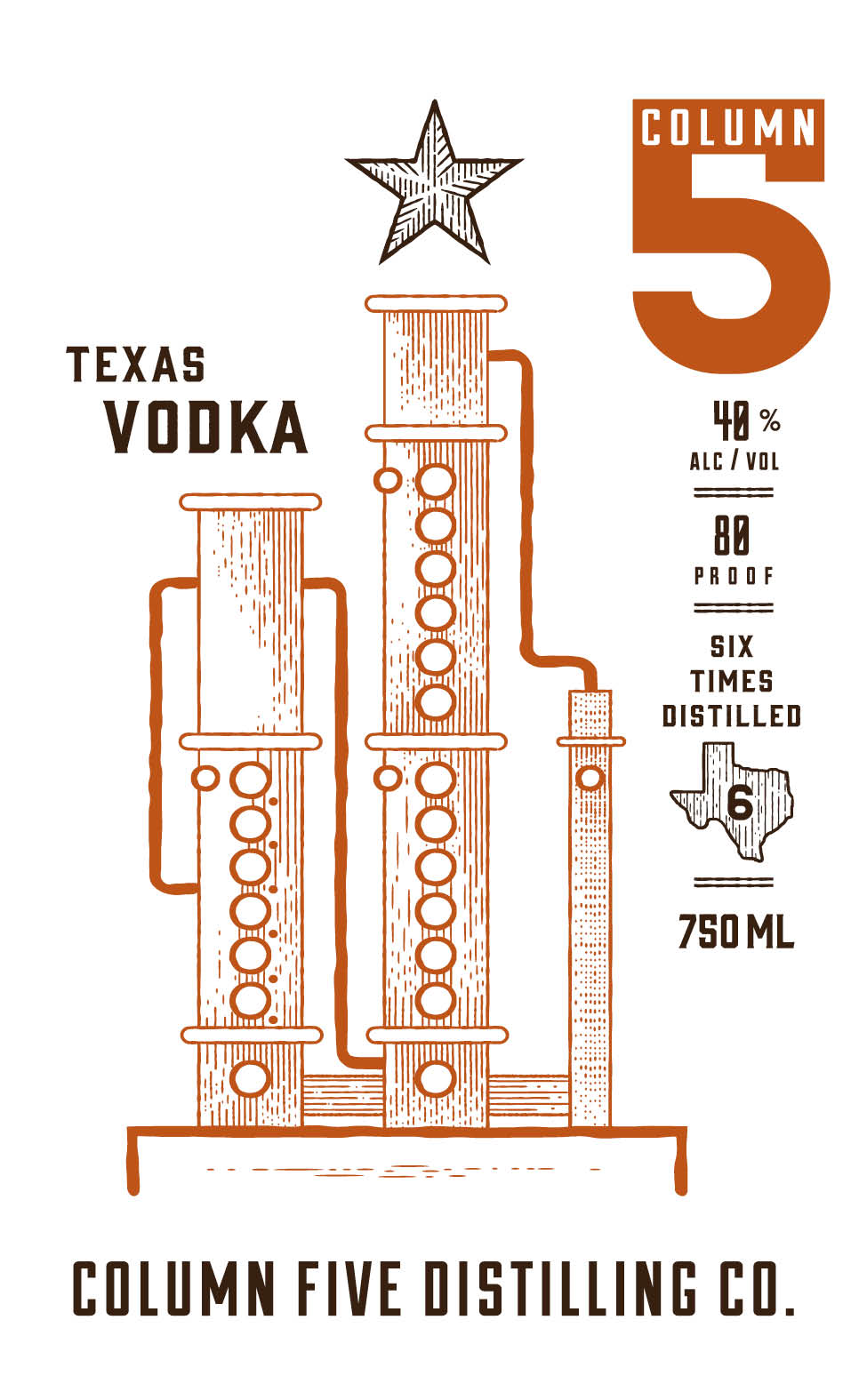 TABC label artwork for Column Five Distilling CO
