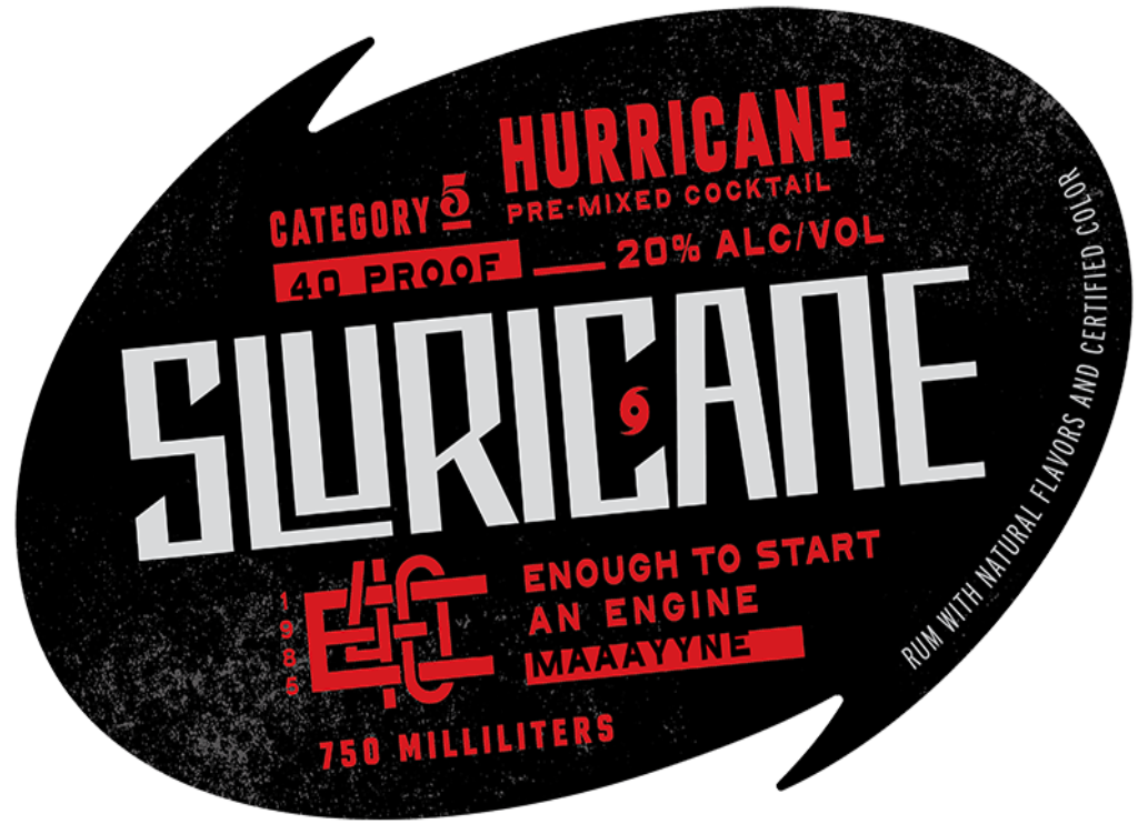 TABC label artwork for Sluricane Hurricane