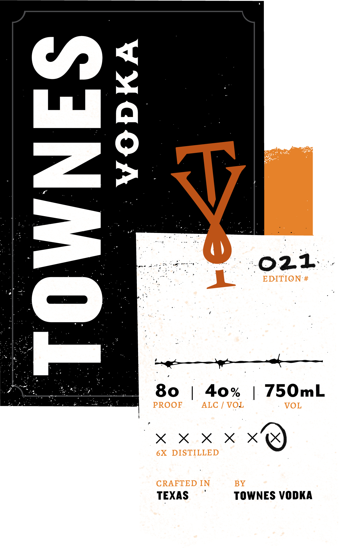 TABC label artwork for TOWNES VODKA