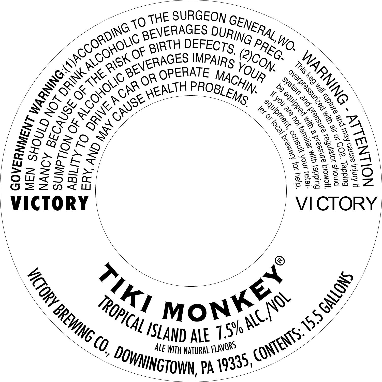 TABC label artwork for VICTORY TIKI MONKEY KEGS