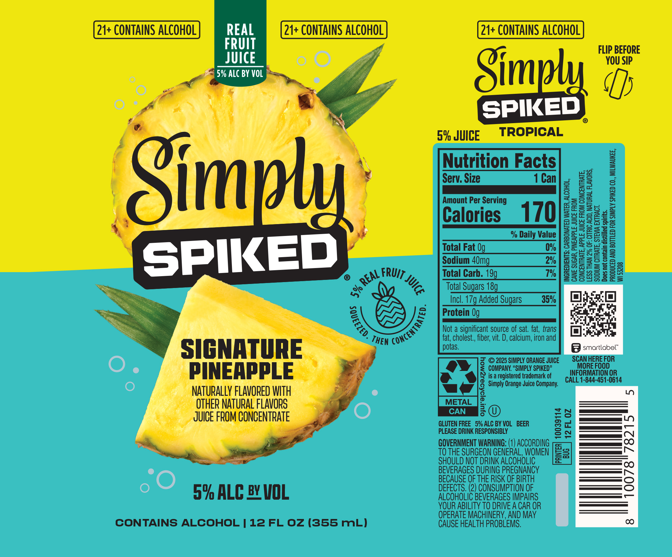 TABC label artwork for Simply Spiked Signature Pineapple
