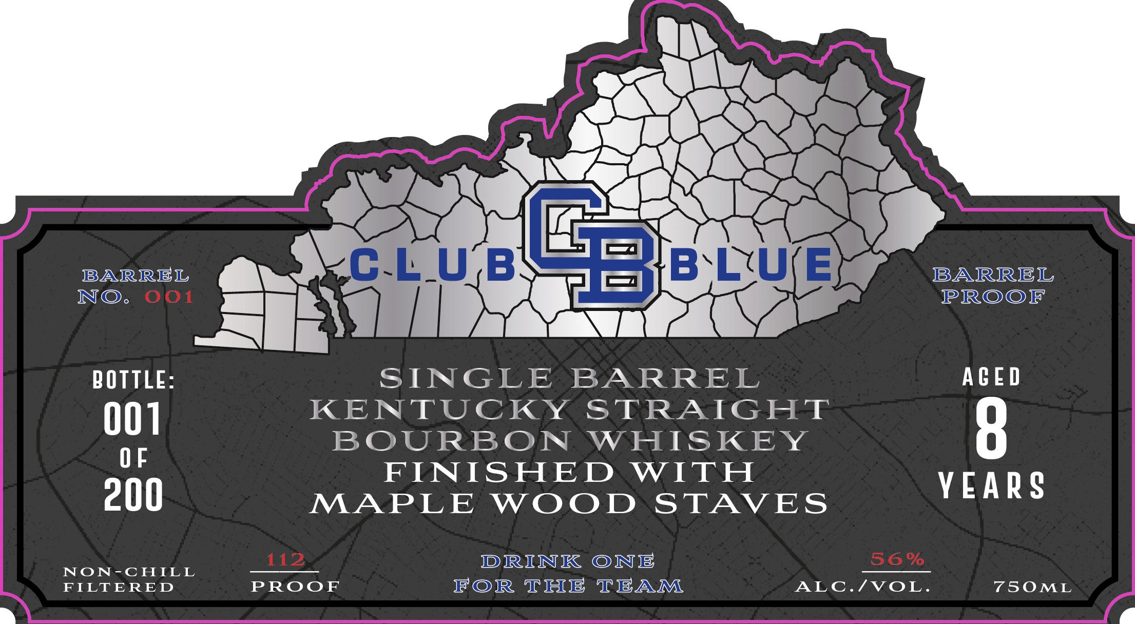 TABC label artwork for Club Blue Single Barrel Kentucky Straight Bourbon Whiskey Aged 8 Years