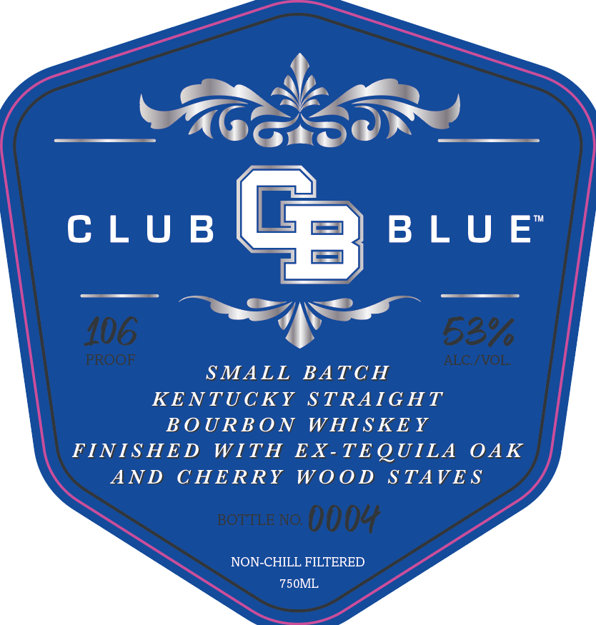 TABC label artwork for Club Blue Small Batch Kentucky Straight Bourbon Whiskey