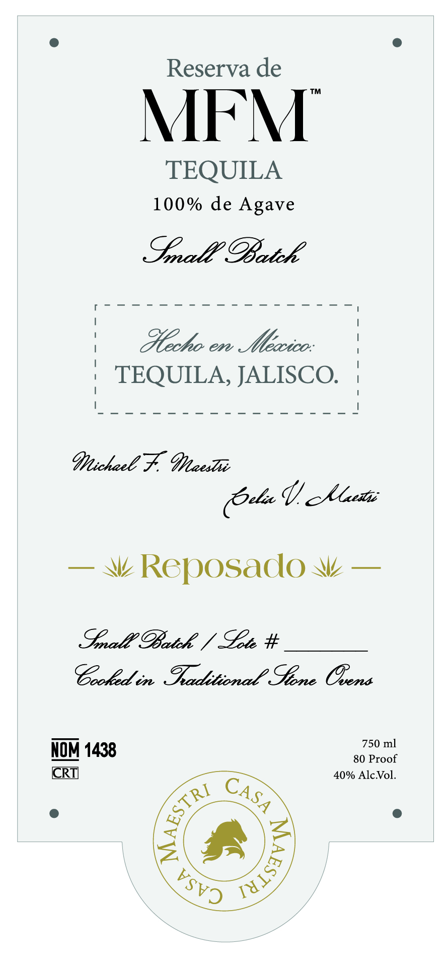 TABC label artwork for MFM Tequila Reposado 100% De Agave