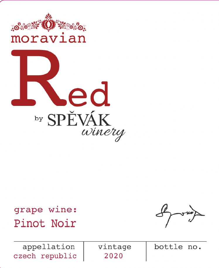 TABC label artwork for Moravian Red by Spevak Winery Pinot Noir