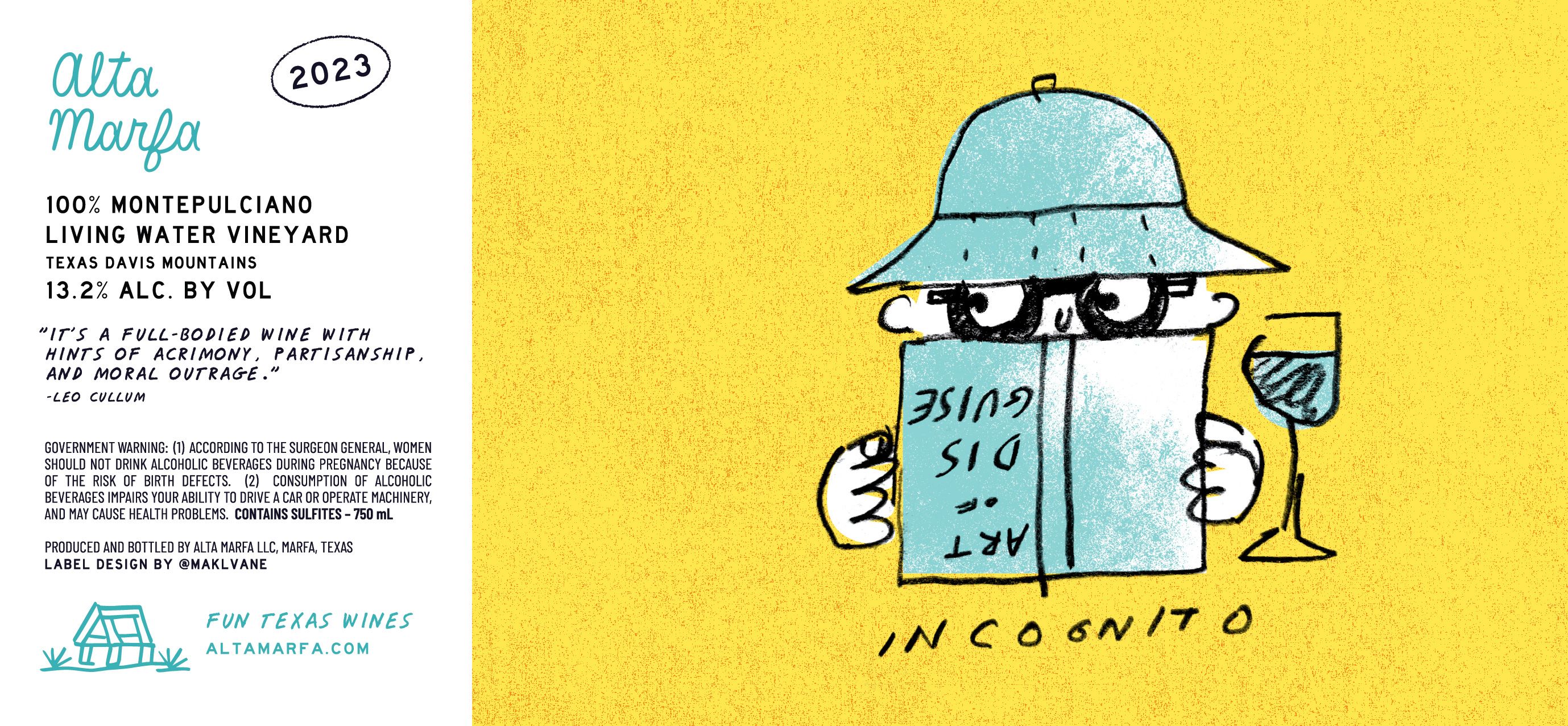 TABC label artwork for Alta Marfa Incognito