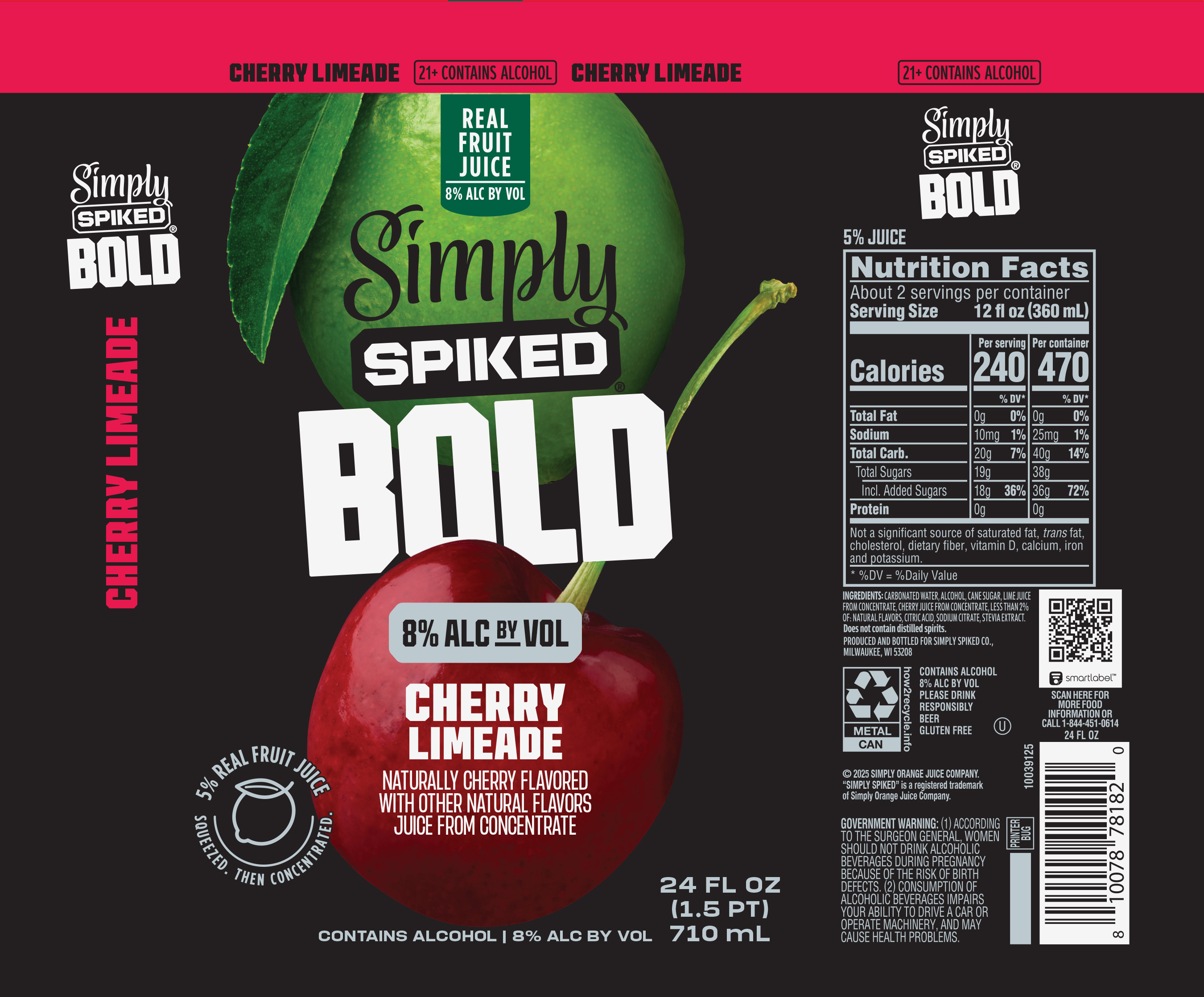 TABC label artwork for Simply Spiked Bold Cherry Limeade