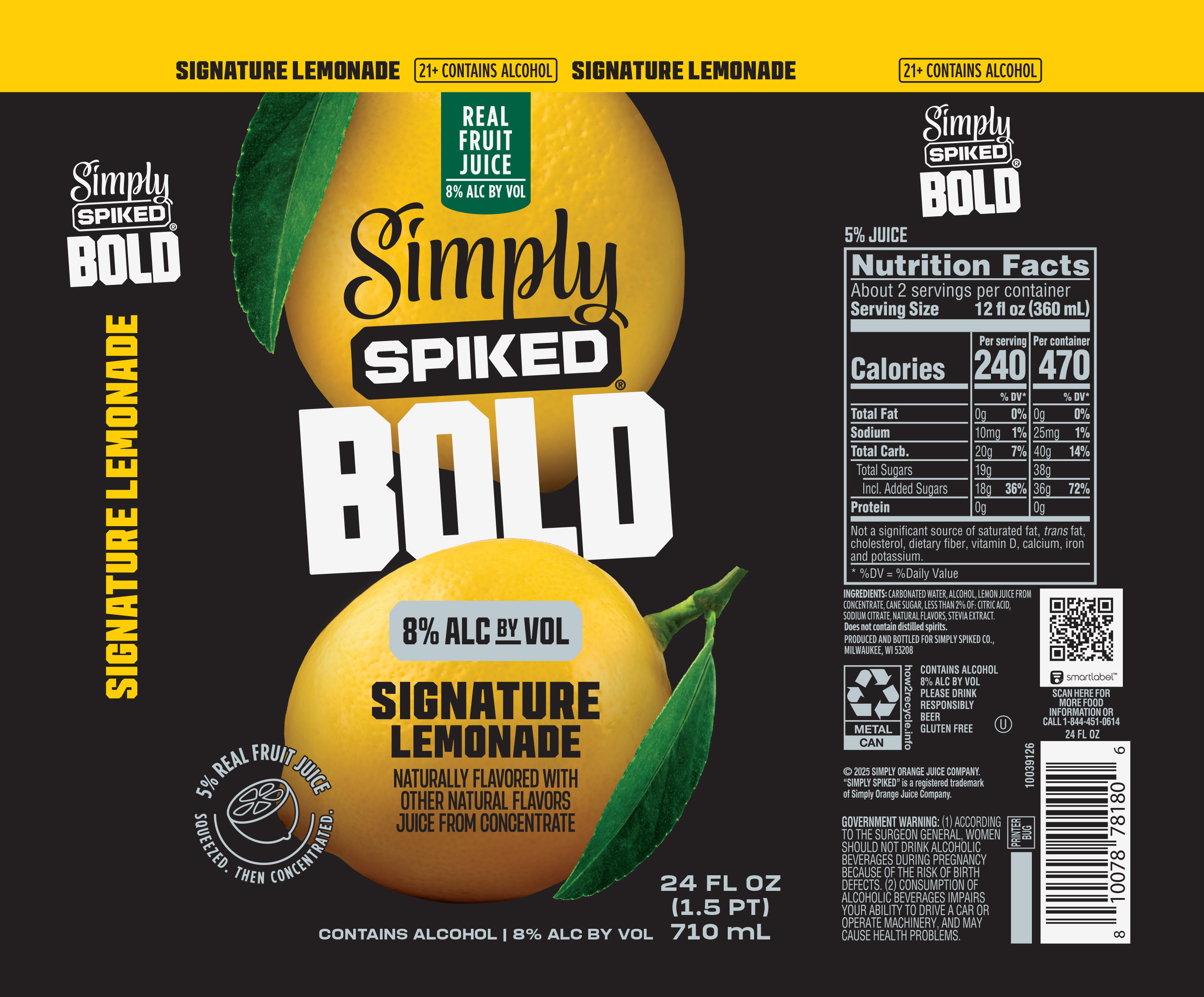 TABC label artwork for Simply Spiked Bold Signature Lemonade