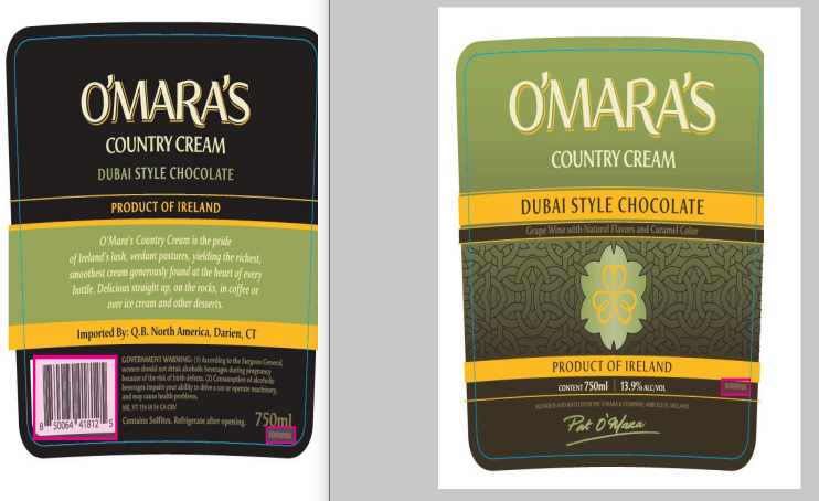 TABC label artwork for O'MARA'S DUBAI CHOCOLATE STYLE