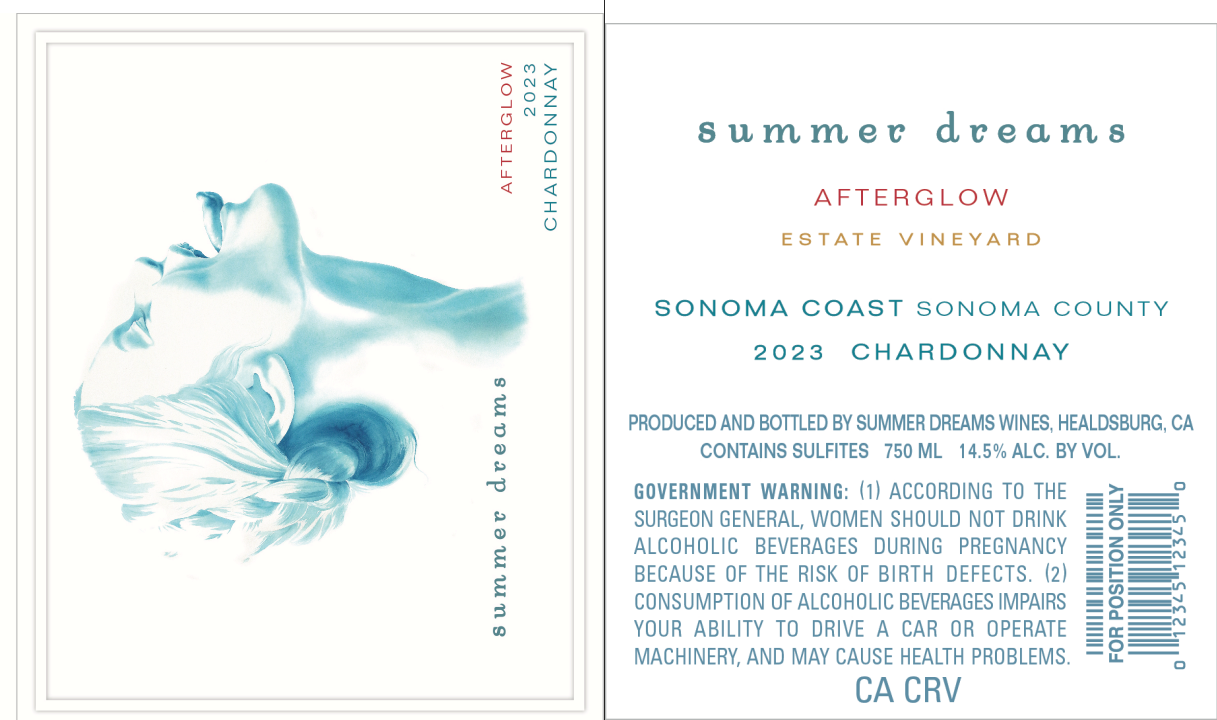 TABC label artwork for SUMMER DREAMS CHARDONNAY SONOMA COAST AFTERGLOW