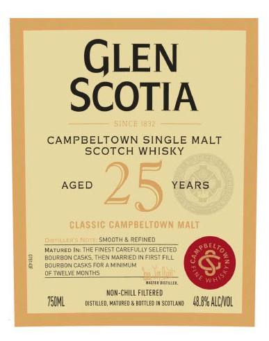 TABC label artwork for GLEN SCOTIA Aged 25 Years Single Malt Scotch Whisky