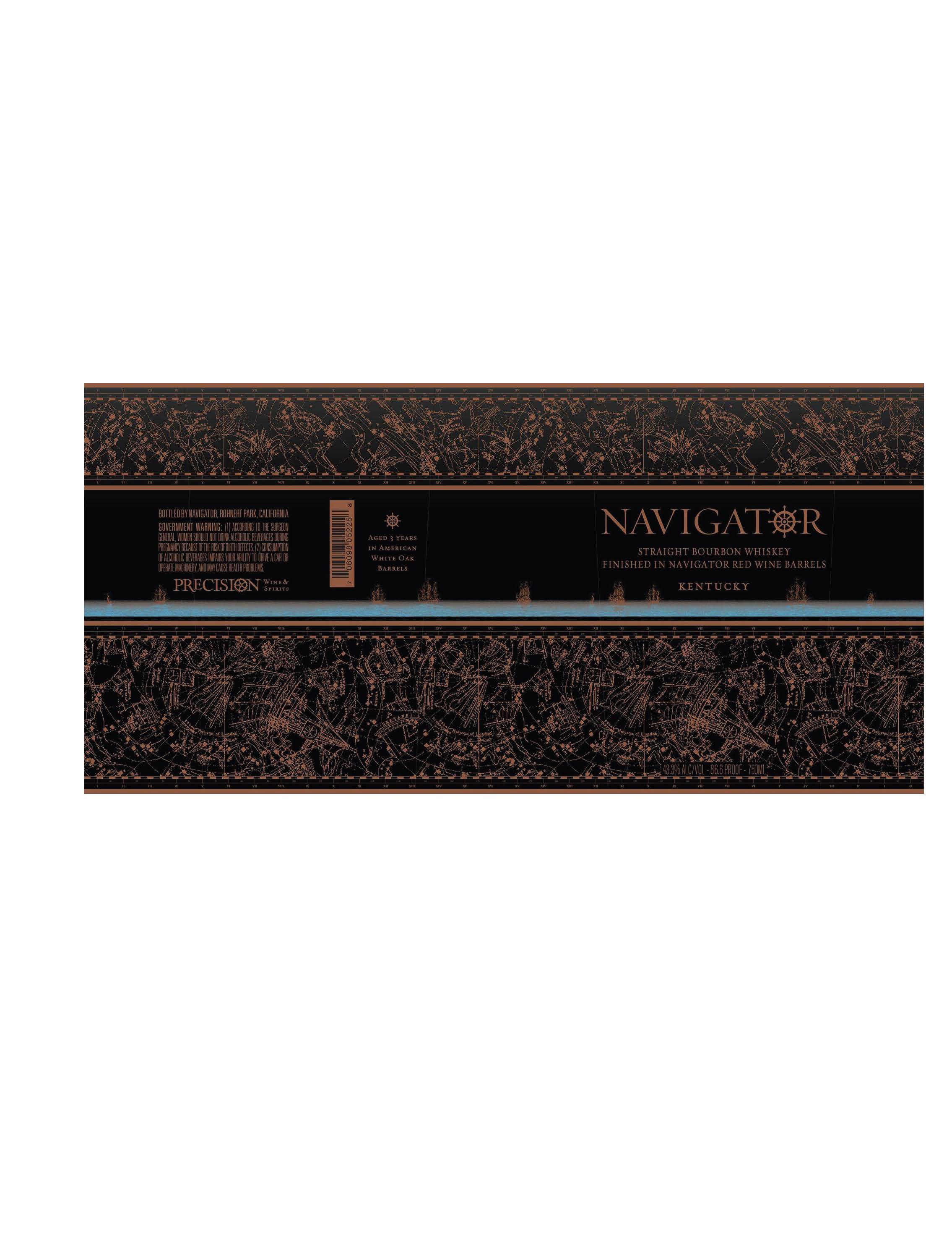 TABC label artwork for Navigator Straight Bourbon Whiskey