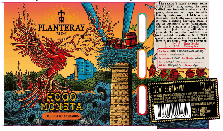 TABC label artwork for Planteray Rum Hogo Monsta