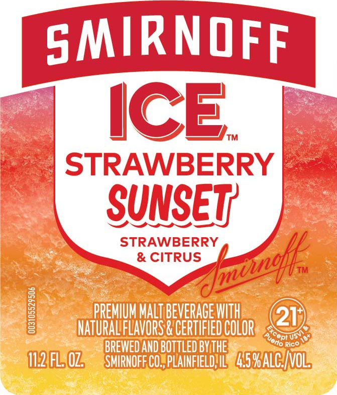 TABC label artwork for Smirnoff Ice Strawberry Sunset