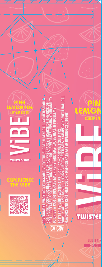 TABC label artwork for Vibe Twisted Sips Pink Lemonade