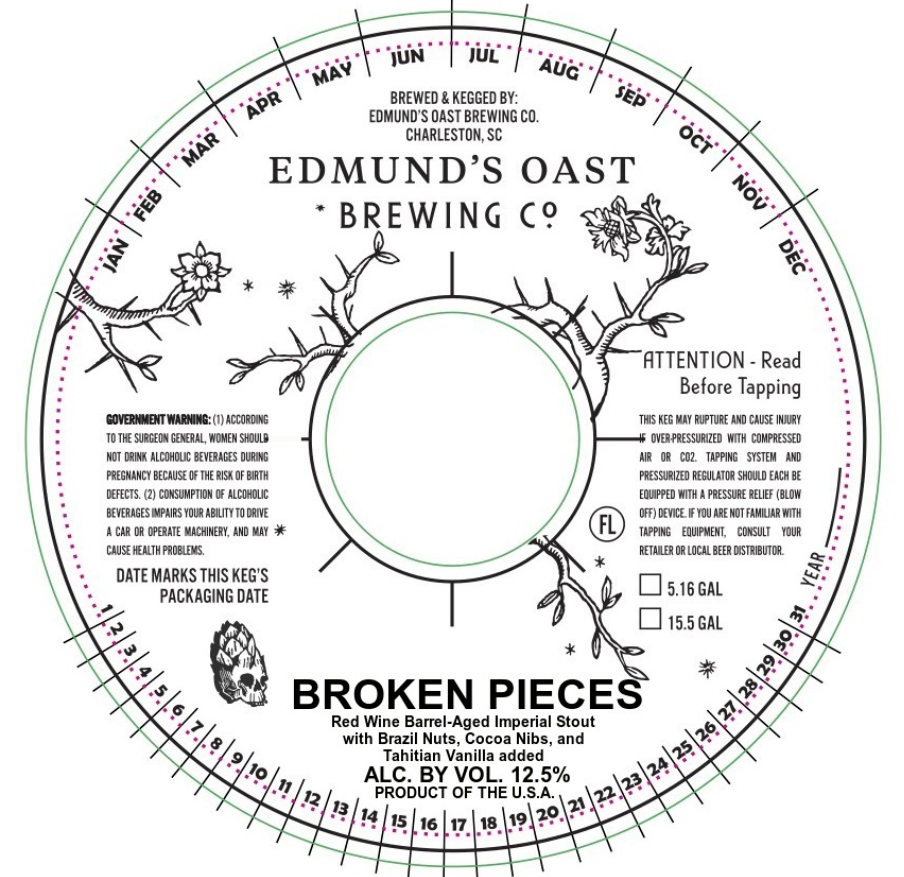 TABC label artwork for Edmund's Oast Brewing Co. Broken Pieces