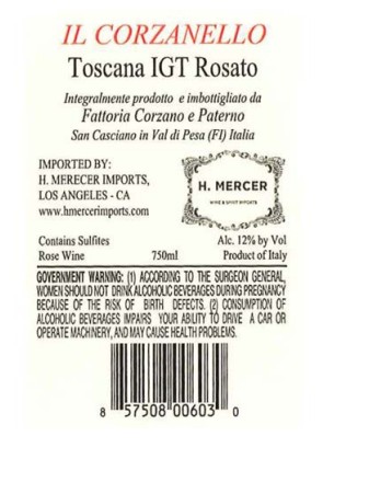 TABC label artwork for FATTORIA CORZANOE PATERNO