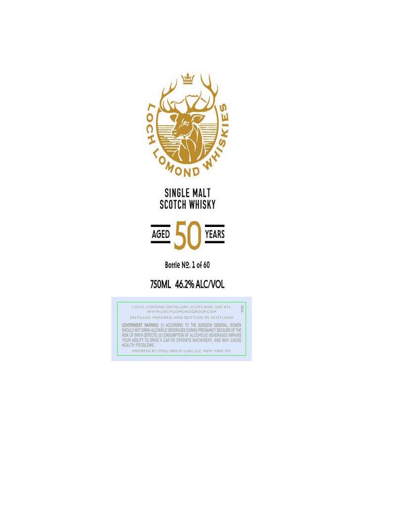 TABC label artwork for LOCH LOMOND Aged 50 Years Single Malt Scotch Whisky
