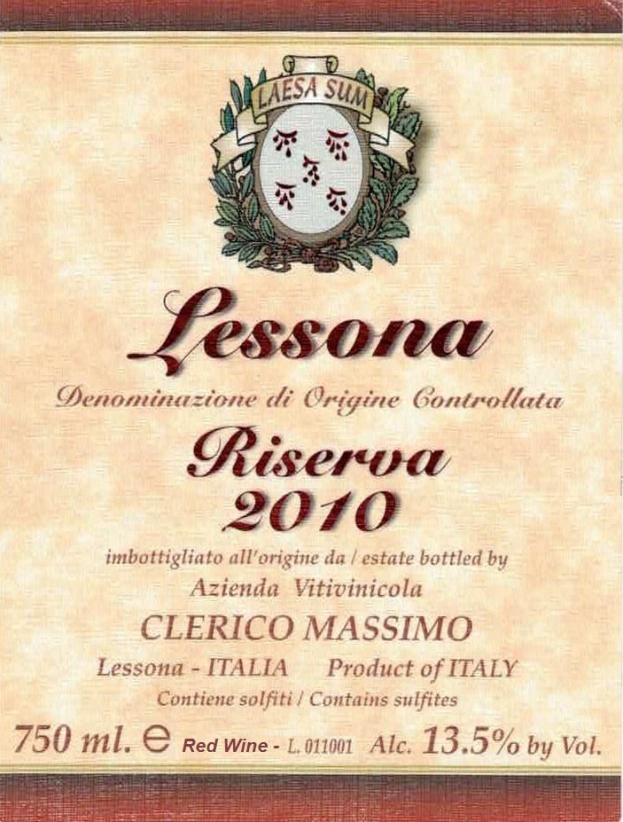 TABC label artwork for Massimo Clerico Lessona Riserva