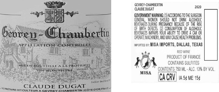 TABC label artwork for CLAUDE DUGAT GEVREY-CHAMBERTIN