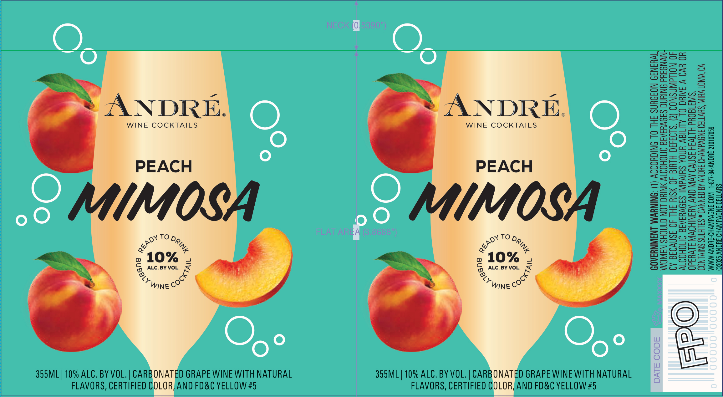 TABC label artwork for Andre Peach Mimosa