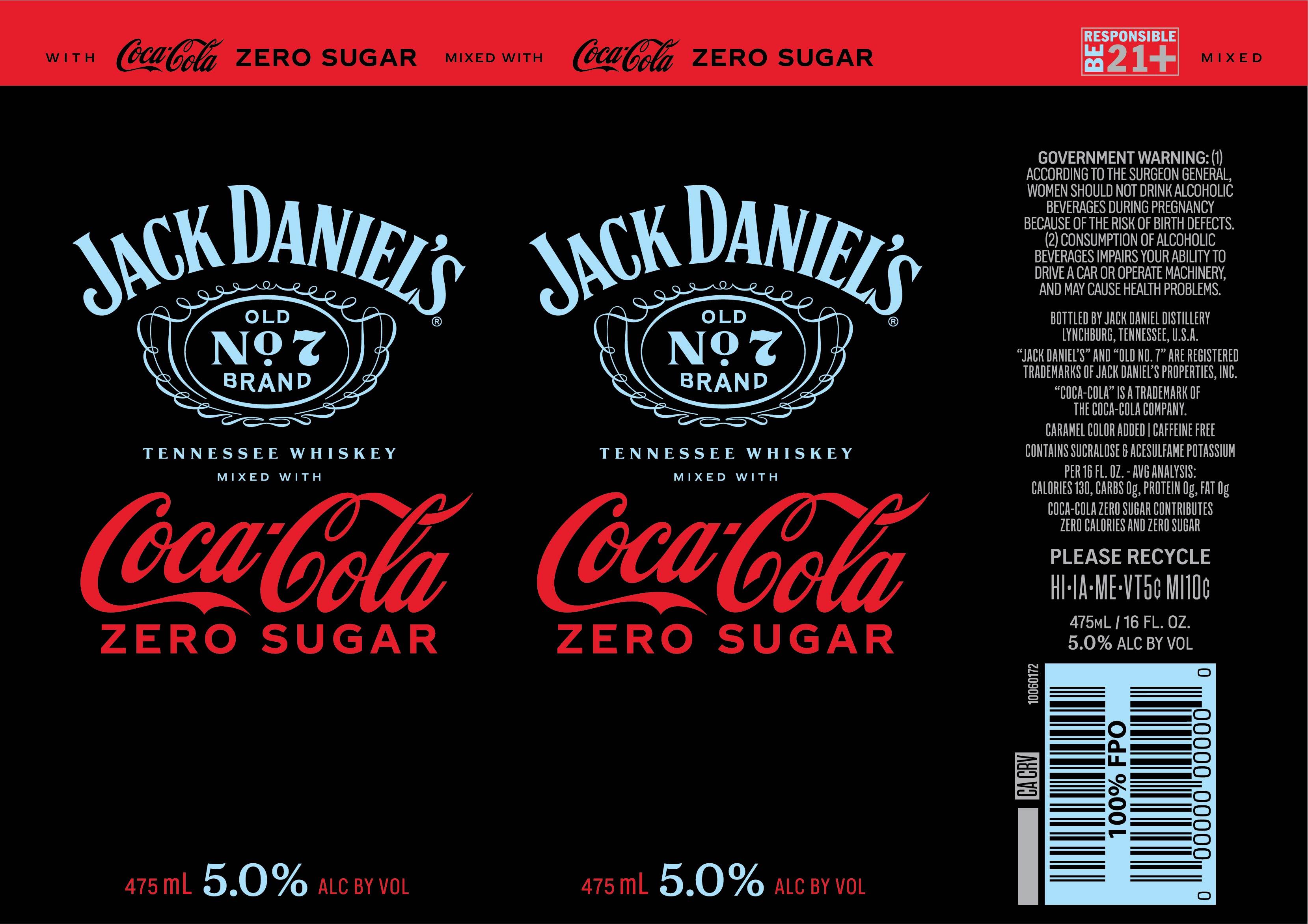 TABC label artwork for Jack Daniel's Mixed with Coca-Cola Zero Sugar