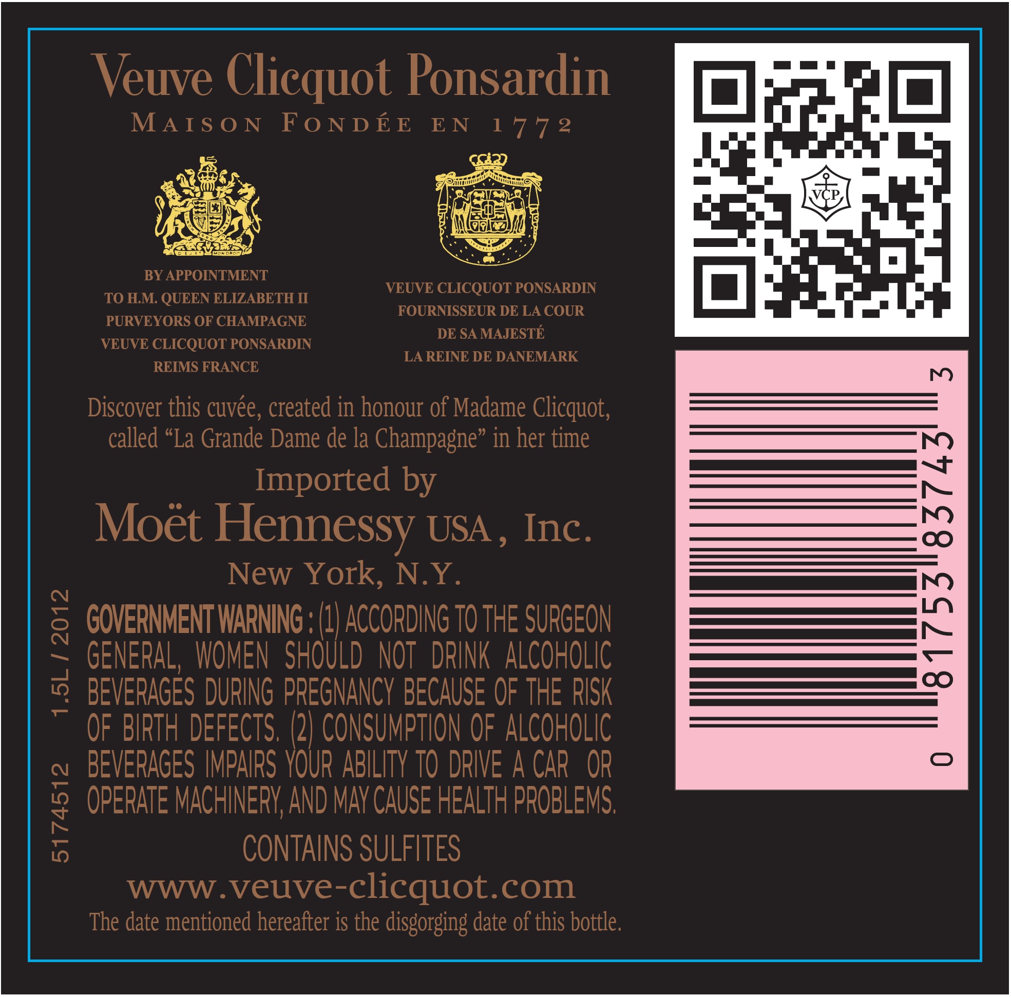 TABC label artwork for Veuve Cliquot La Grande Dame Rose