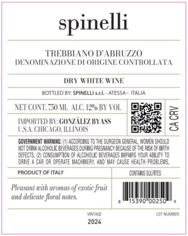 TABC label artwork for SPINELLI TREBBIANO D'ABRUZZO