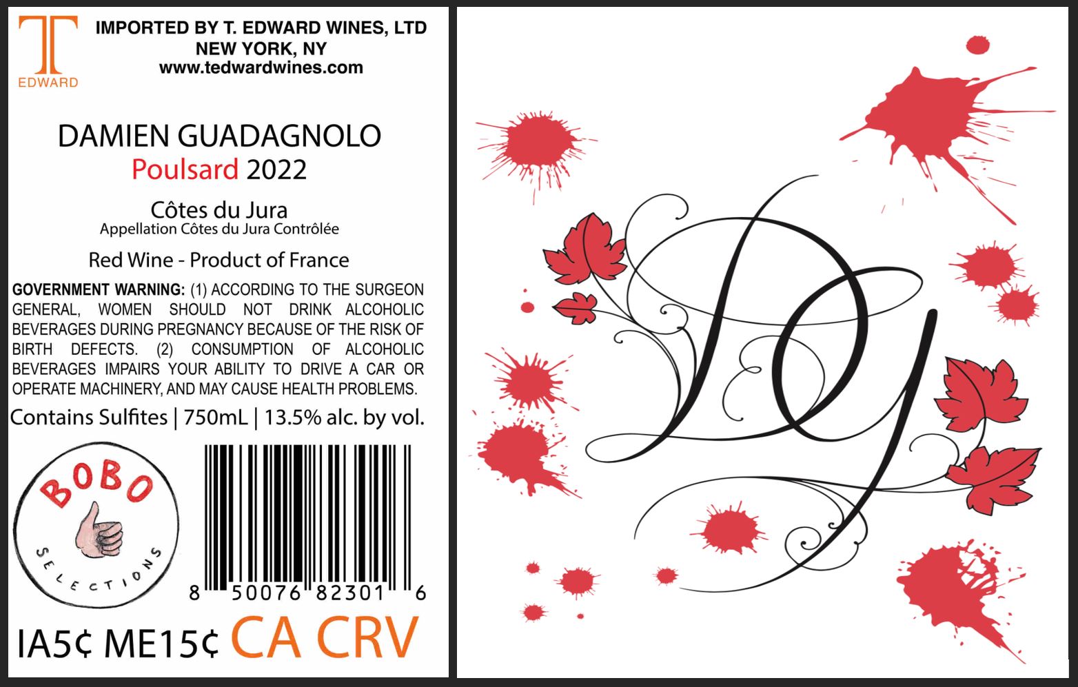 TABC label artwork for Damien Guadagnolo "Poulsard" Cote du Jura
