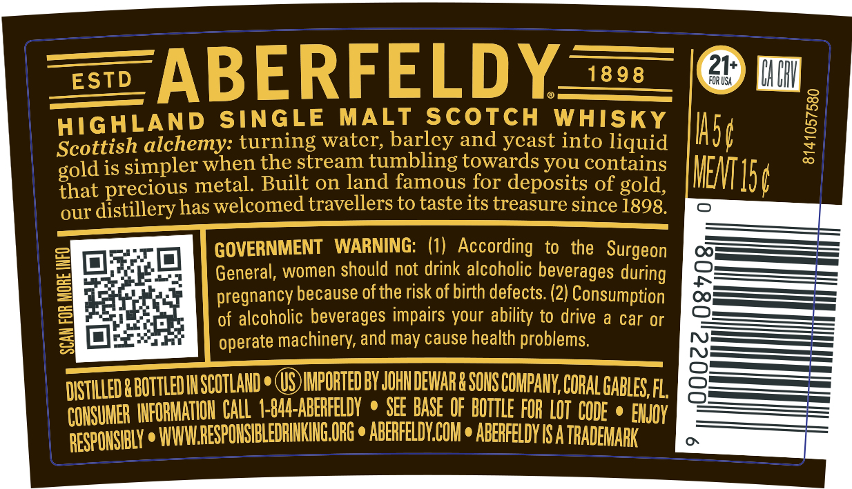 TABC label artwork for ABERFELDY 12 YEARS