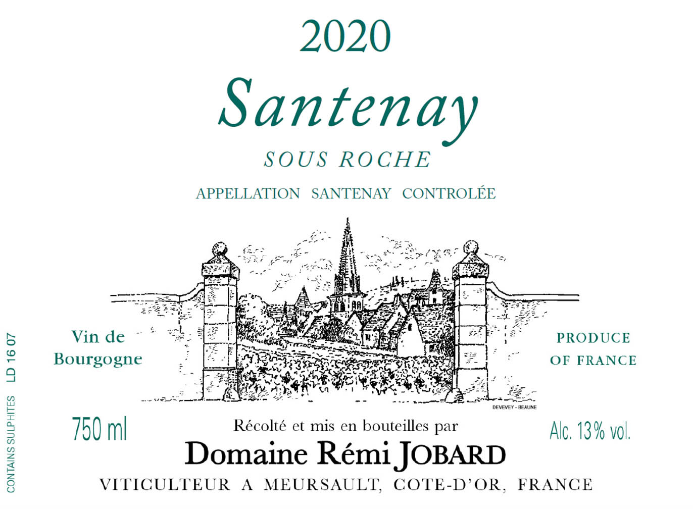TABC label artwork for Santenay Blanc "Sous Roche", Domaine Remi Jobard