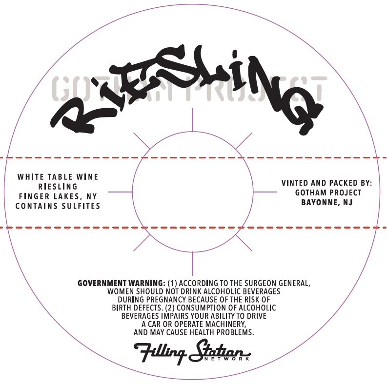 TABC label artwork for Riesling, 'Finger Lakes', Gotham Project