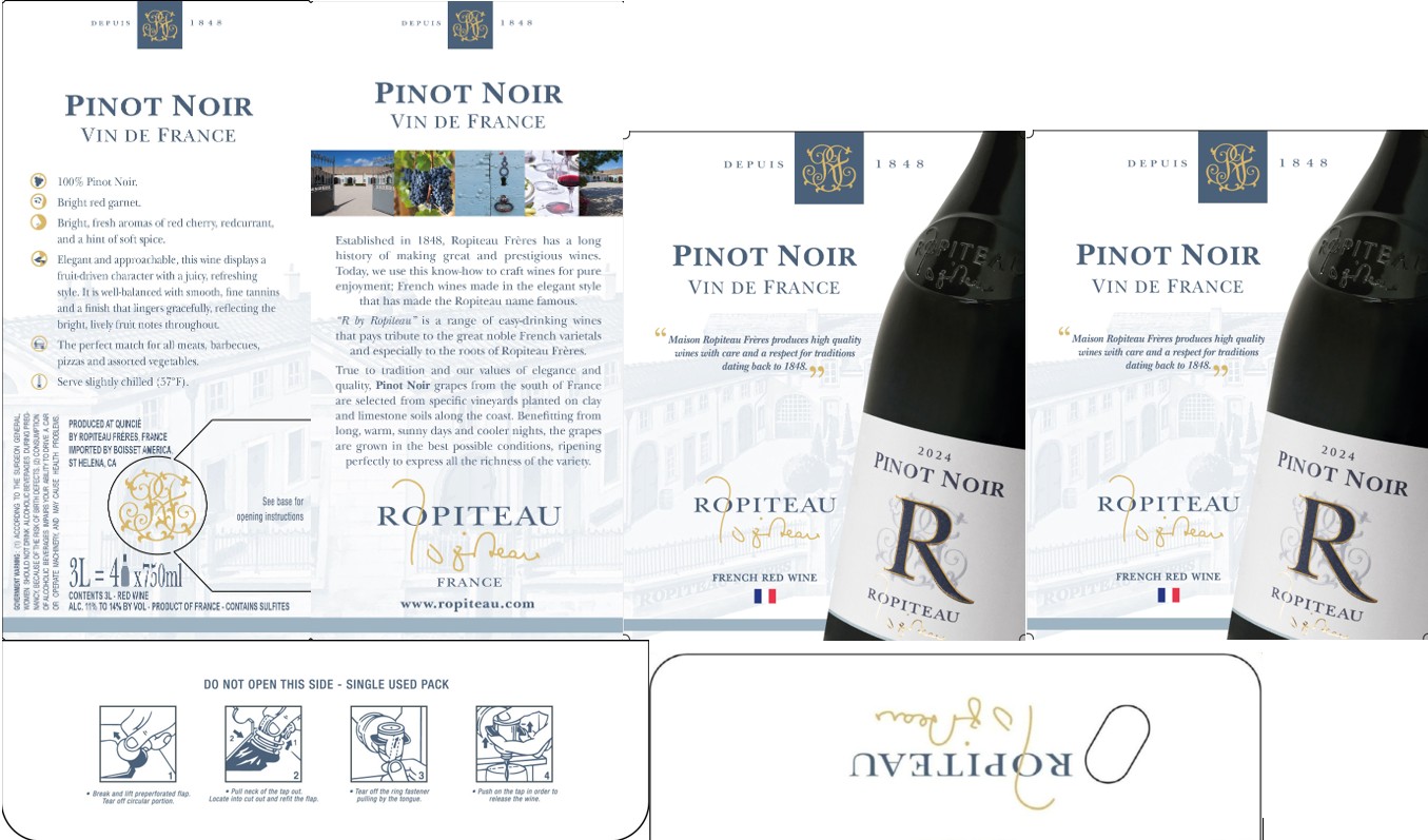 TABC label artwork for Ropiteau Pinot Noir Vin De France