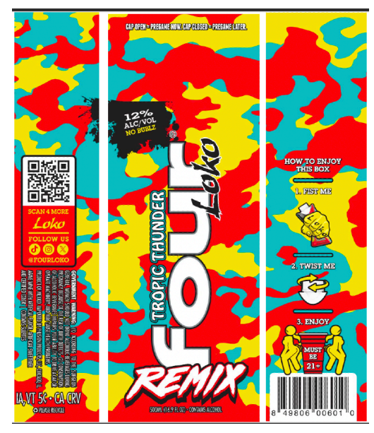 TABC label artwork for FOUR LOKO REMIX - TROPIC THUNDER