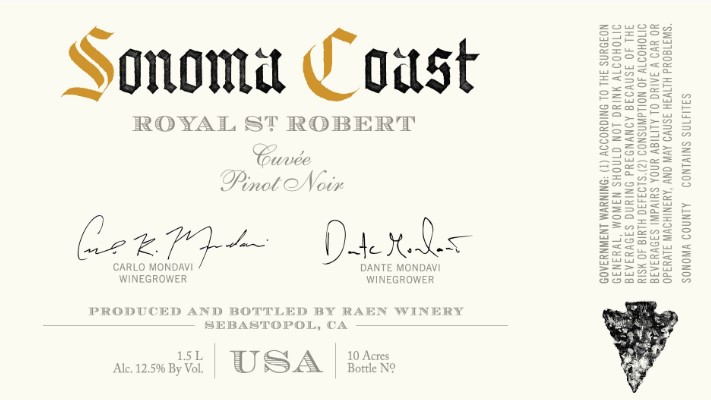 TABC label artwork for Raen Royal St Robert Pinot Noir