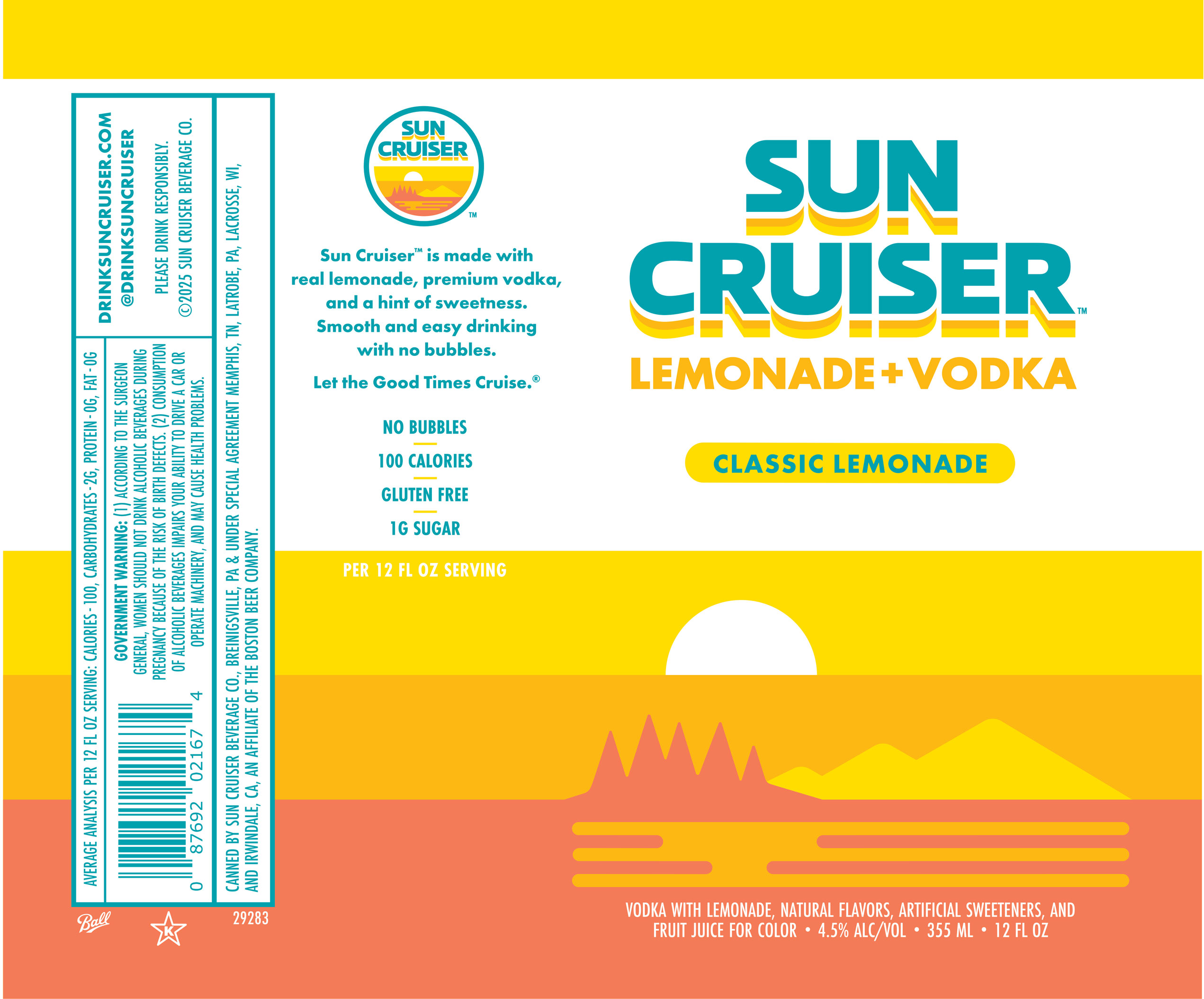TABC label artwork for Sun Cruiser Classic Lemonade