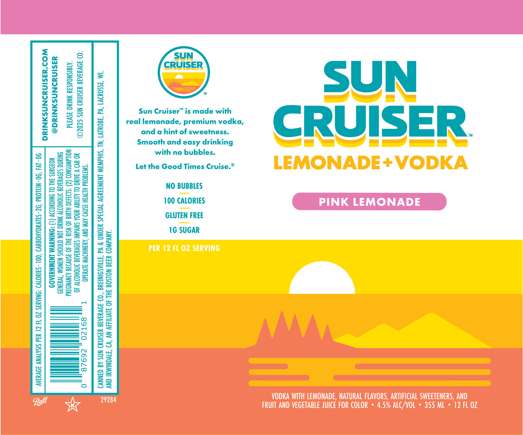TABC label artwork for Sun Cruiser Pink Lemonade