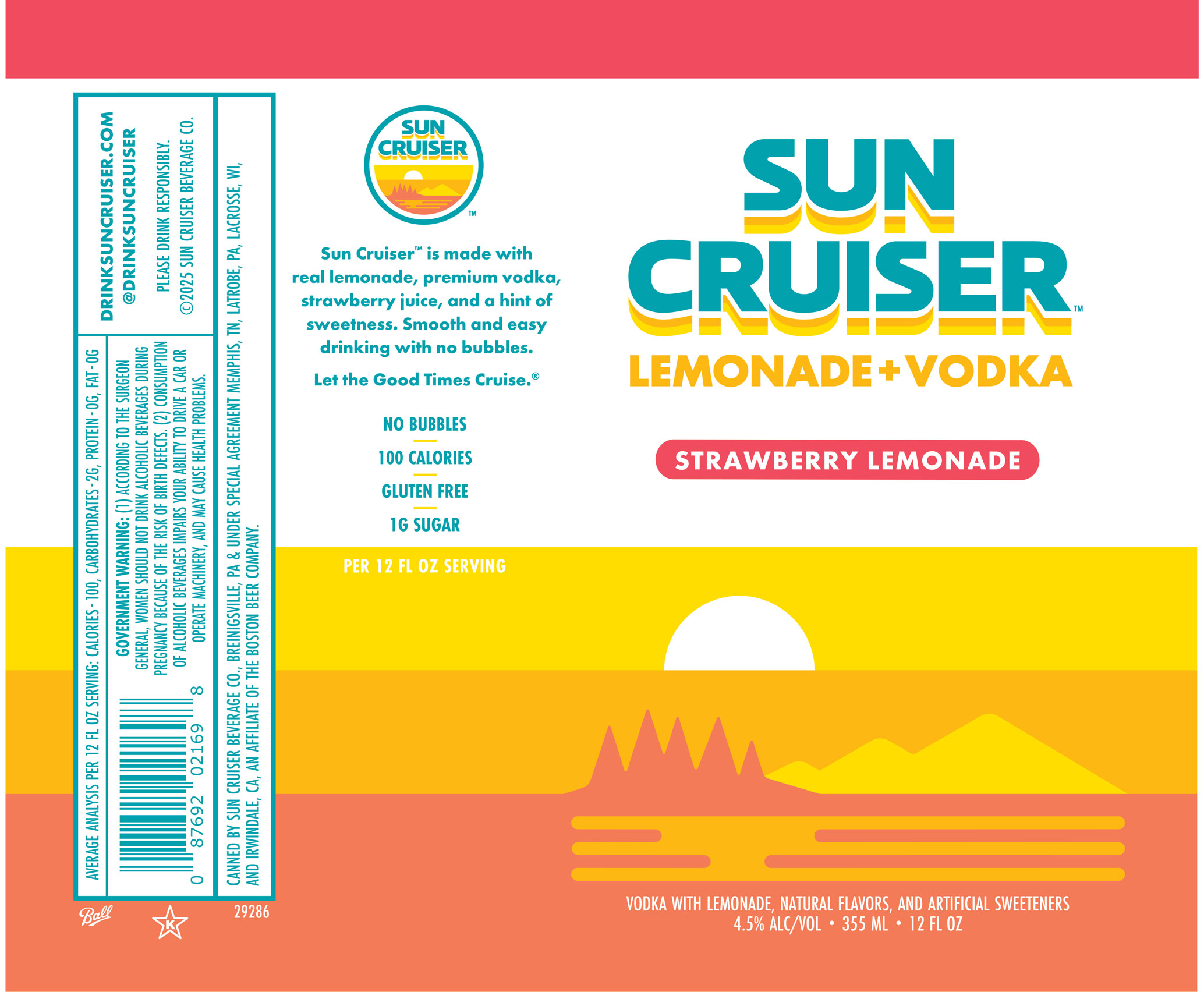 TABC label artwork for Sun Cruiser Strawberry Lemonade