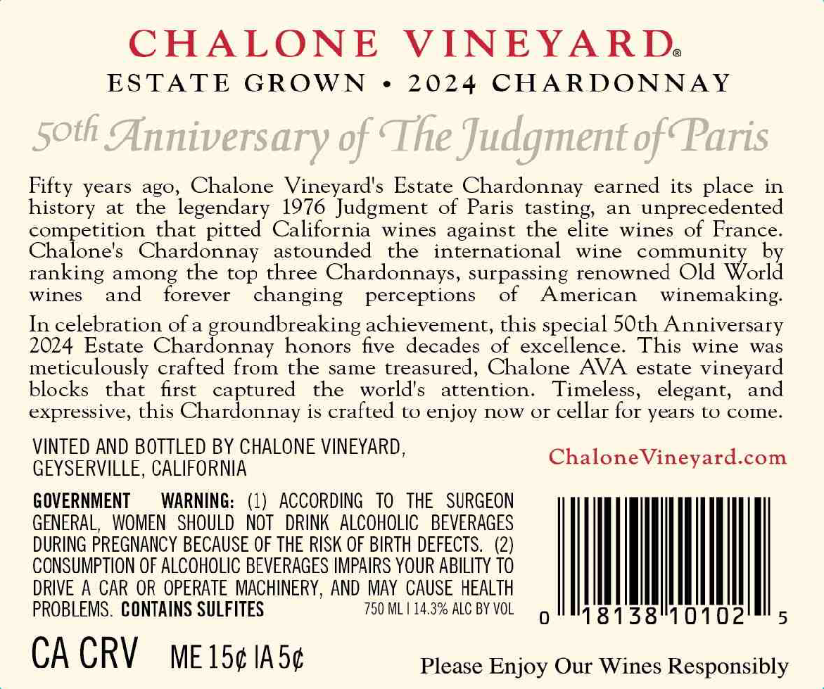 TABC label artwork for CHALONE VINEYARD Chardonnay The Judgement of Paris Chalone