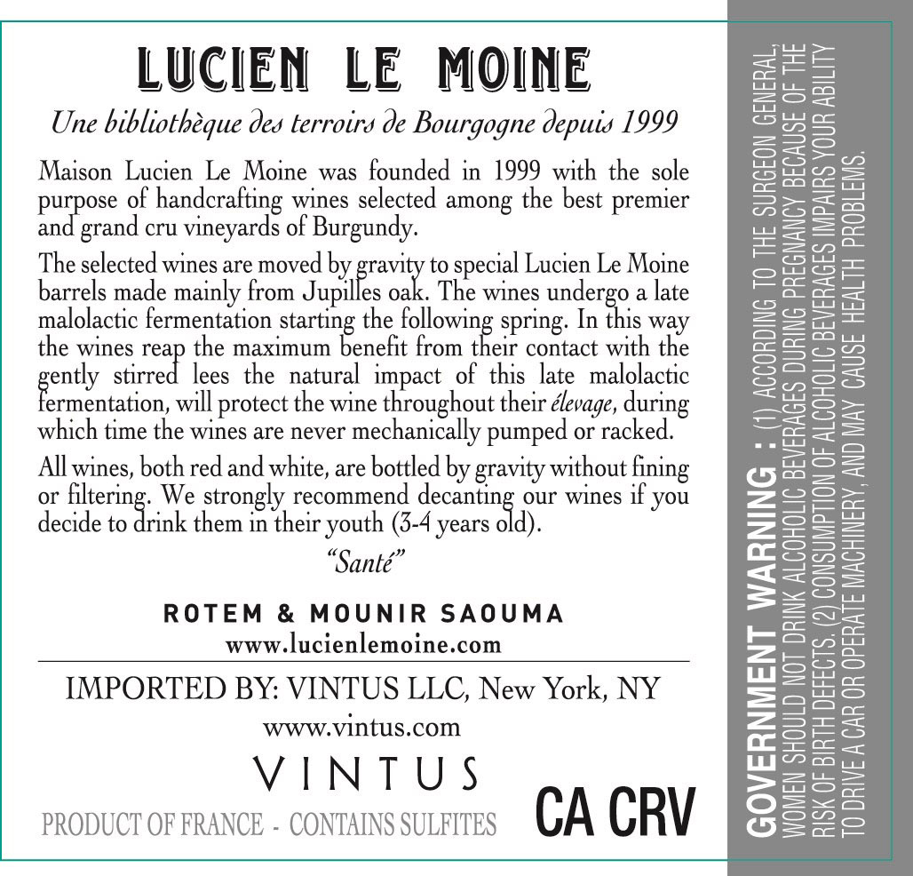 TABC label artwork for LUCIEN LE MOINE MEURSAULT RESERVE MS