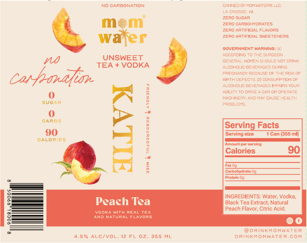 TABC label artwork for Mom Water Katie