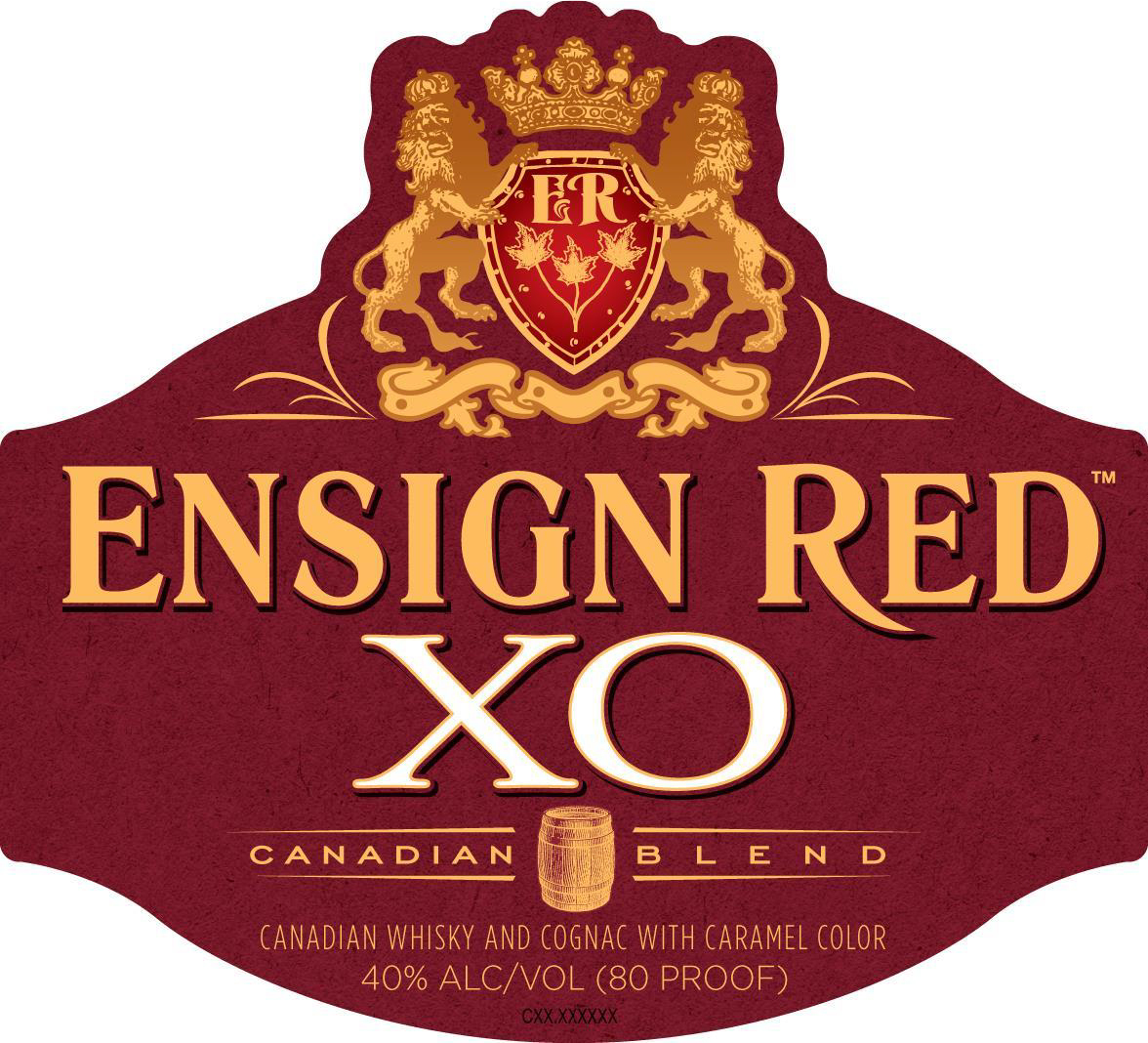 TABC label artwork for Ensign Red XO Canadian Whiskey
