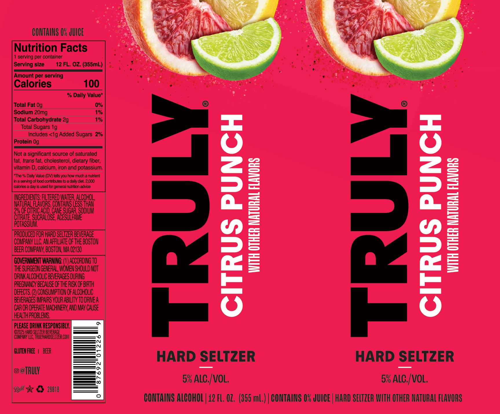 TABC label artwork for Truly Hard Seltzer Citrus Punch