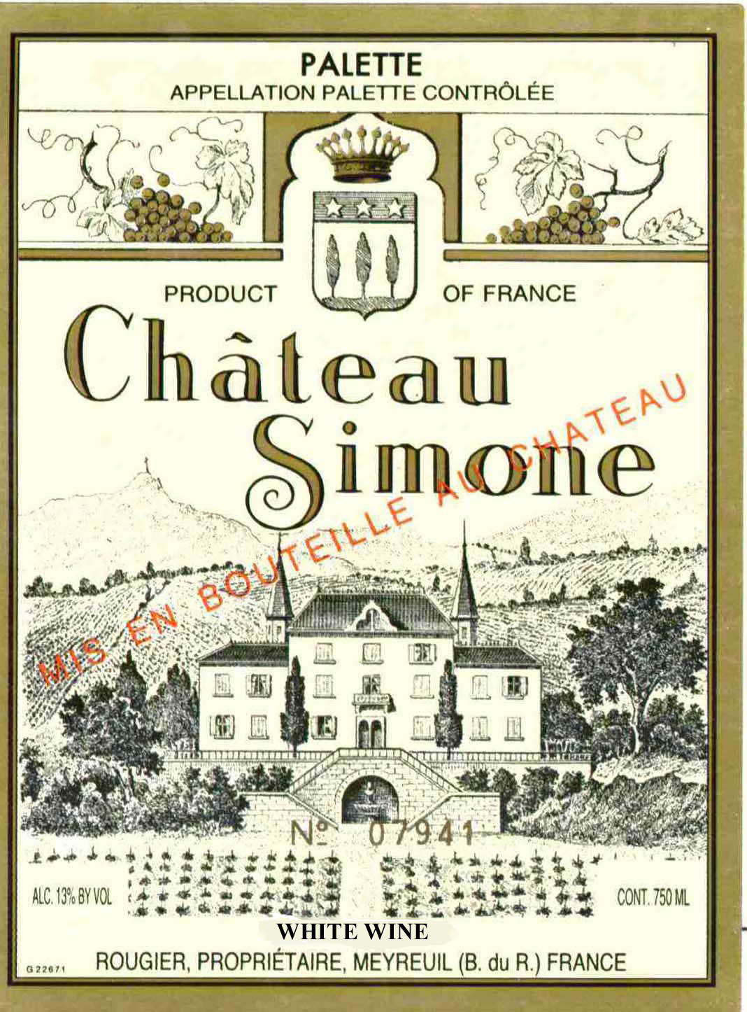 TABC label artwork for CHATEAU SIMONE PALETTE BLANC