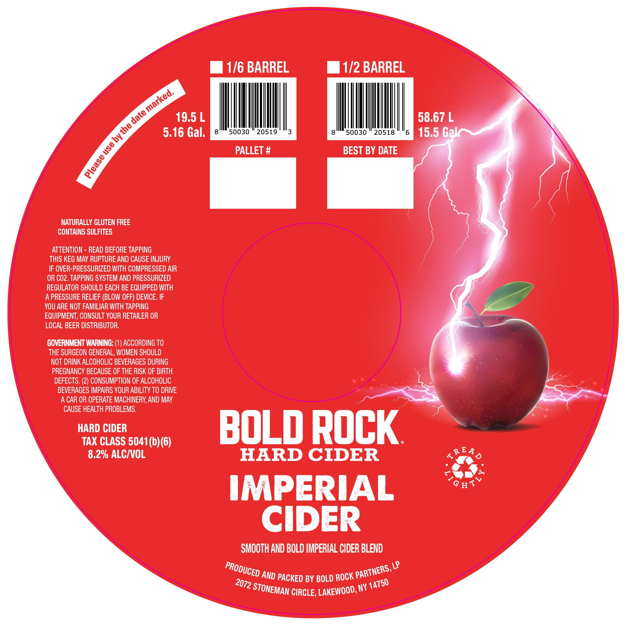 TABC label artwork for BOLD ROCK IMPERIAL CIDER KEGS (LKWD)