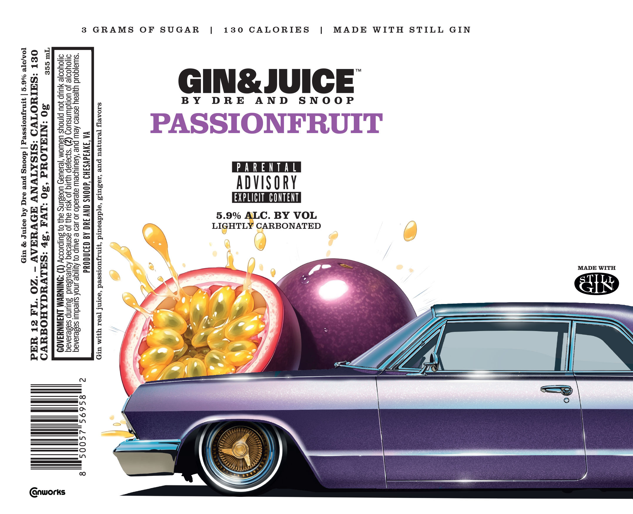 TABC label artwork for Gin & Juice By Dre And Snoop Passionfruit